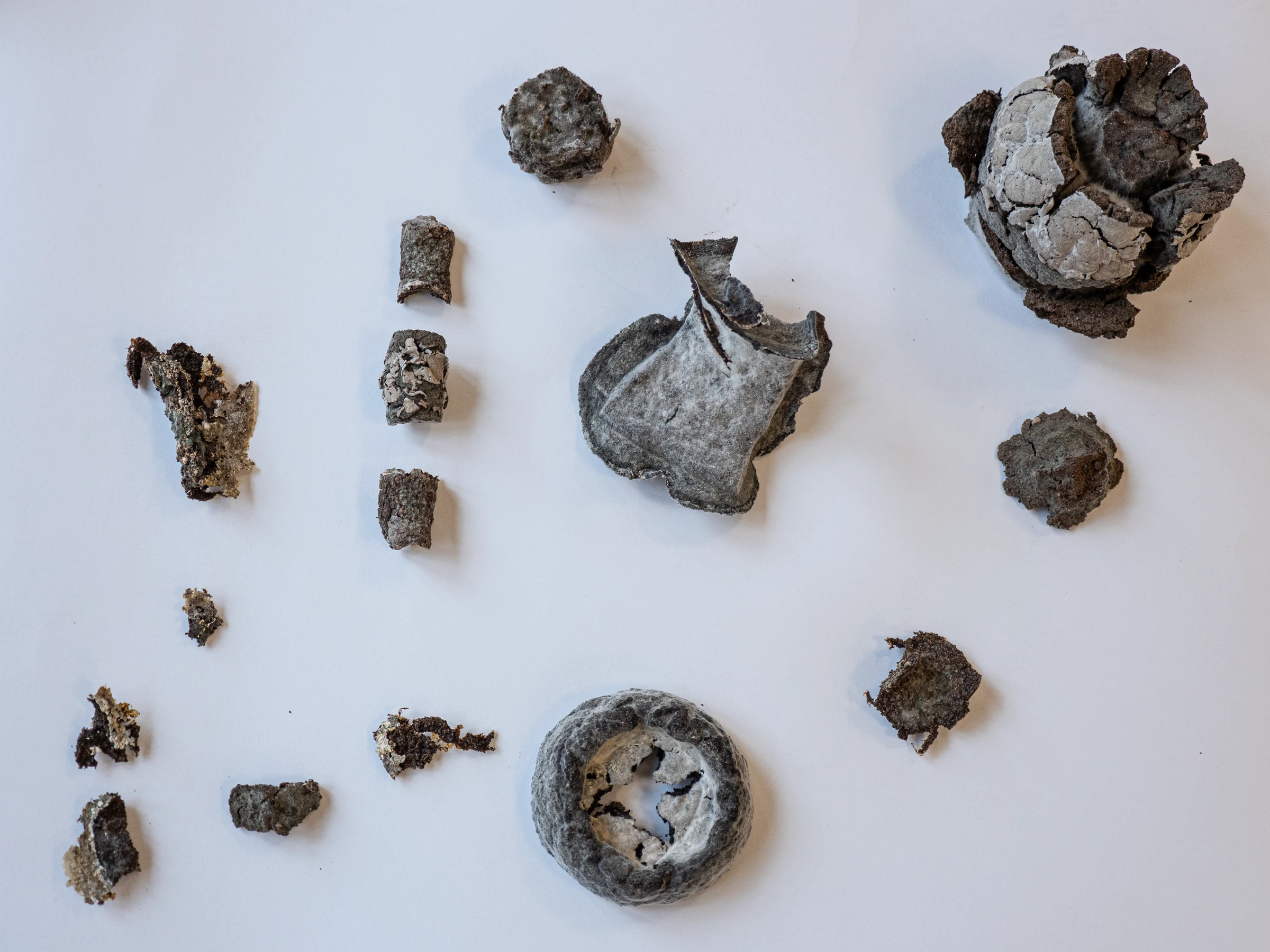 Conjunto de pruebas y fragmentos de biocerámica